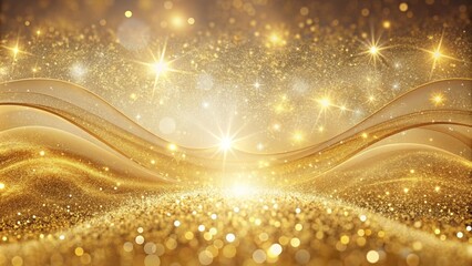 Golden seamless background with elegant waves, glitter, and fairy dust, gold, seamless, background, waves, glitter