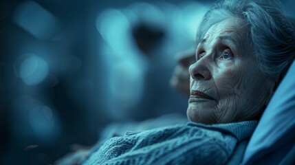  A tight shot of someone in a chair, gazing to the side with a grave expression