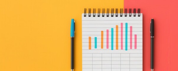 Business planning, calendar and charts, flat design illustration