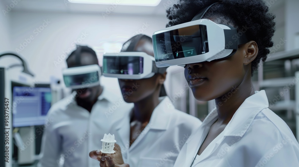 Poster exploring virtual reality technology in a modern lab during a research session