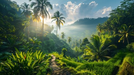 palms line the path ahead