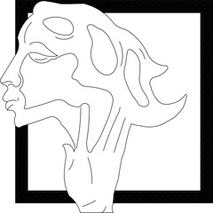 Vector sketch illustration silhouette design detail art artistic statue decoration classic vintage ethnic Roman Greek abstract modern