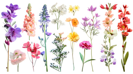 Blooming Flowers with Transparent Background
