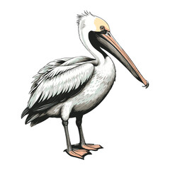Hand Drawn Illustration of a Pelican