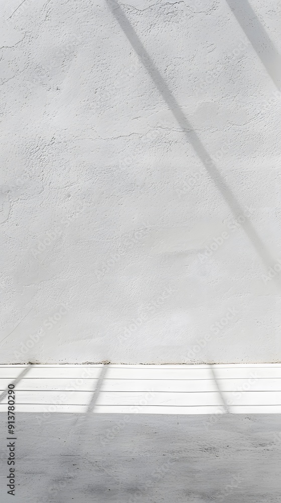 Aufkleber a bright white room with light shining through the window, casting soft shadows on an empty wall. cr