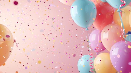 Colorful Balloons and Confetti Celebrate a Joyous Event in a Festive Atmosphere