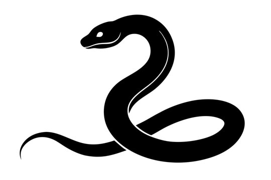 
snake icon, snake vector silhouette, Curved snake animal design
