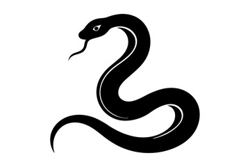 
snake icon, snake vector silhouette, Curved snake animal design
