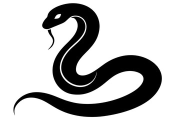 
snake icon, snake vector silhouette, Curved snake animal design
