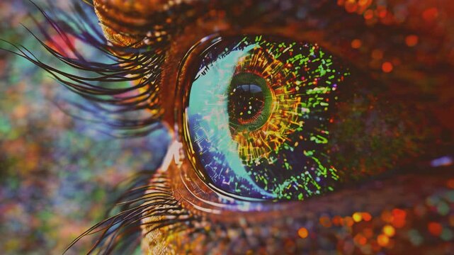 Digital eye concept with circuit graphics overlay, symbolizing biotech advances