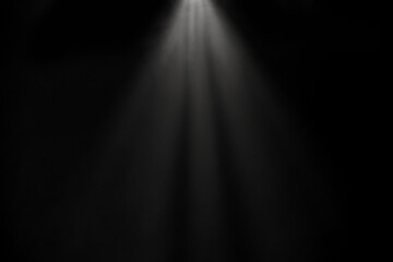Close up of a light beam isolated on black background with copy space
