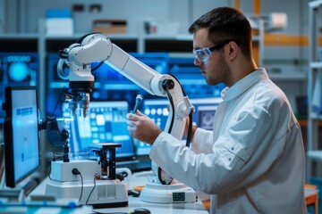 An engineer measuring electrical currents in a laboratory, AI generated