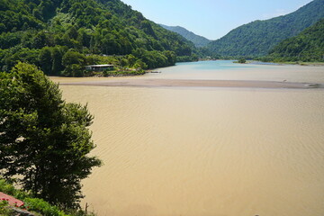 The confluence of two rivers Adjaristskhali and Chorokhi.