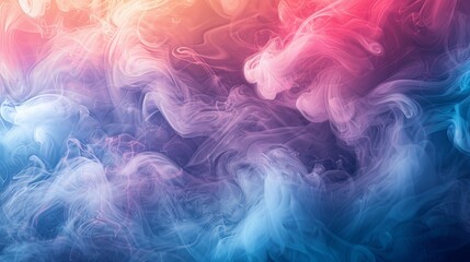  A tri-colored backdrop of blue, pink, and red, featuring substantial smoke emission from the base