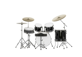 Drum kit, black color. 3D rendering isolated on white background