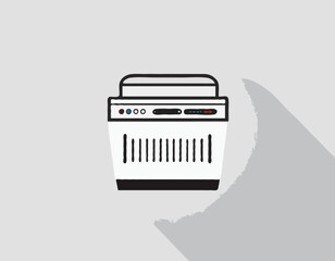 Dishwasher. Icon with shadow on white background