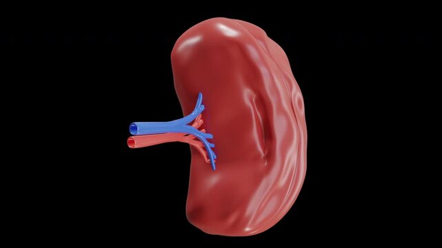 3D Animation of The spleen helps filter the blood | Alpha Channel