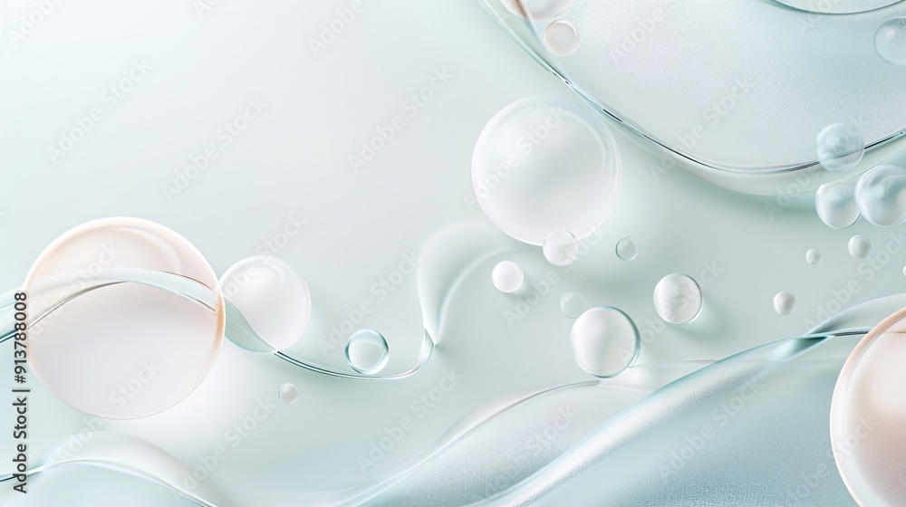 Poster bubbles in various sizes creating an abstract pattern, organic shapes, whimsical and light. ,
