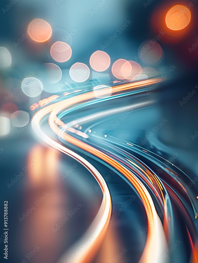 Poster streams of light trails creating intricate patterns, organic shapes, vibrant and captivating. ,