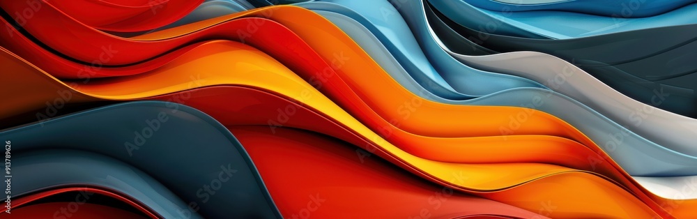 Leinwandbilder A digital art background with abstract colorful wavy lines. The lines are arranged in a wave-like pattern, creating a sense of movement and depth. The colors are bright and vibrant, creating a visuall