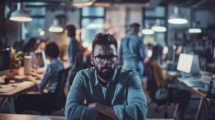 Tense Office Environment Highlighting Toxic Work Culture in a Modern Workspace Setting