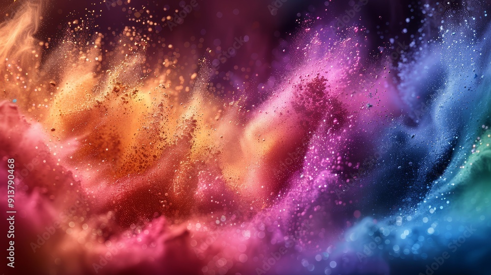 Poster vibrant colorful abstract artwork displaying flowing patterns of light and energy in digital form