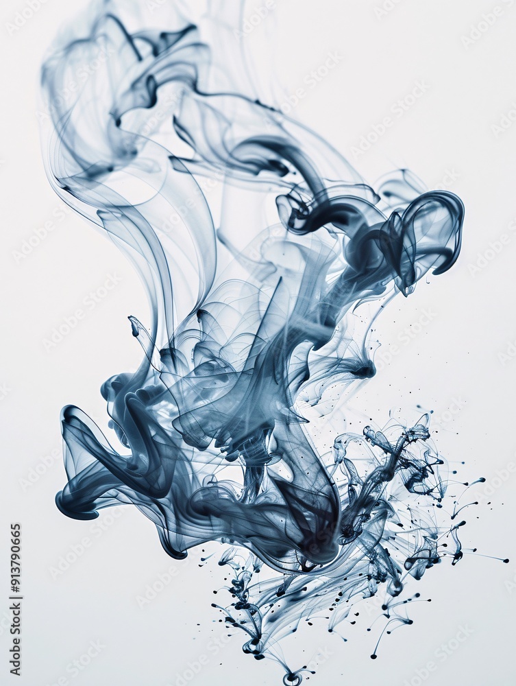 Poster ink spreading in water creating tree-like patterns, organic shapes, artistic and fluid. ,