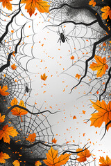 Abstract watercolor Halloween backgrounds with autumn branches in orange and black colors