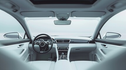 Modern Car Interior Showcasing Minimalist Design in Bright Natural Light