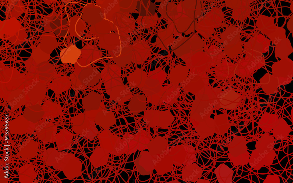 Poster dark red vector template with chaotic shapes.