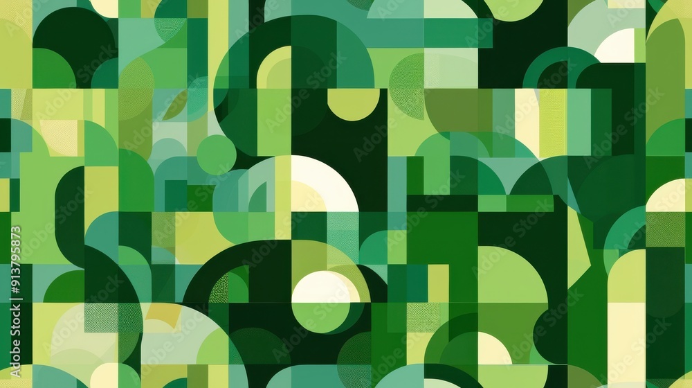 Leinwandbilder a digital illustration featuring a seamless pattern of overlapping geometric shapes in various shade