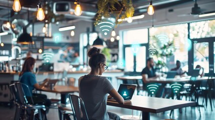 Modern Coworking Space with Wi-Fi Connectivity and Collaborative Atmosphere