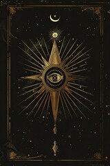 Enigmatic Celestial Insignia: A Dark Fantasy Emblem of Mystical Power on an Ethereal AMOLED Background with Intricate and Ornate Design, Exuding Deep Dreamlike Aesthetics