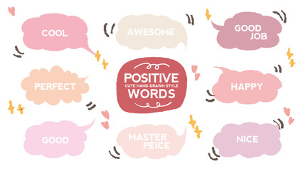 Collection of pink color cute dialog box. Hand drawn with crayon drawing memo sticker. Doodle style chat frame for text. Cartoon conversation balloon. Set of speech bubbles in flat for short message. 