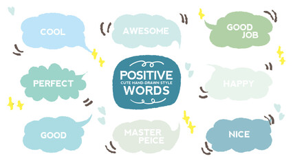 Set of hand drawn style cute memo sticker. Variety abstract shapes of blue speech bubble. Girl style frame with crayon draw. Chat box balloon cloud. Sweet retro label tag collection vector for text