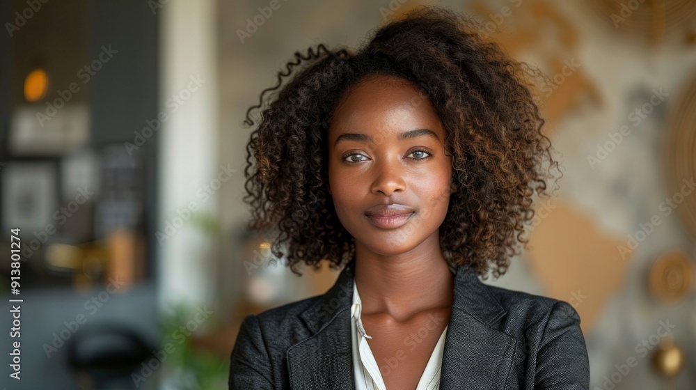 Sticker a black beautiful woman dressed in a business suit, AI Generative