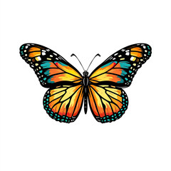 Naklejka premium A Detailed Illustration of a Monarch Butterfly with Open Wings, generative ai image