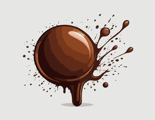 Chocolate Caramel Splash Blob. Grunge Monochrome Vector. Advertising Bage.