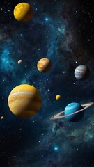 Fototapeta premium Abstract background of space and galaxies with nebulas and interstellar clouds theme full of beauties. Suitable as phone wallpaper. AI Generated