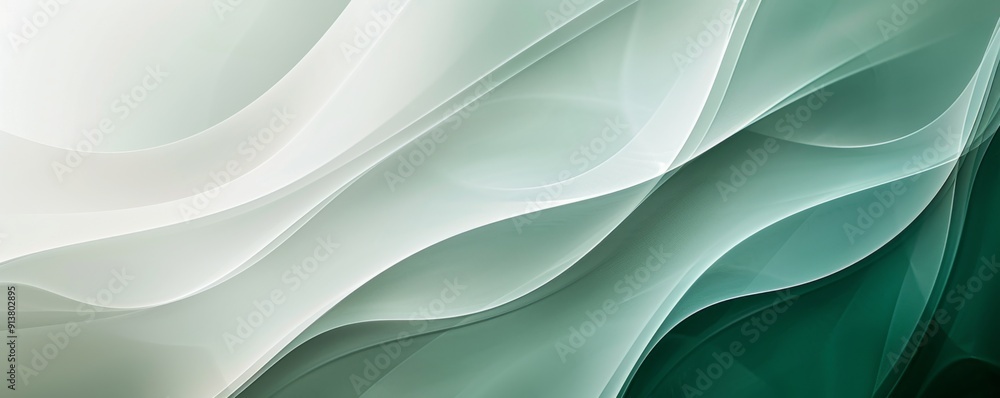 Aufkleber high-resolution abstract poster with overlapping circular shapes in soft green and beige colors