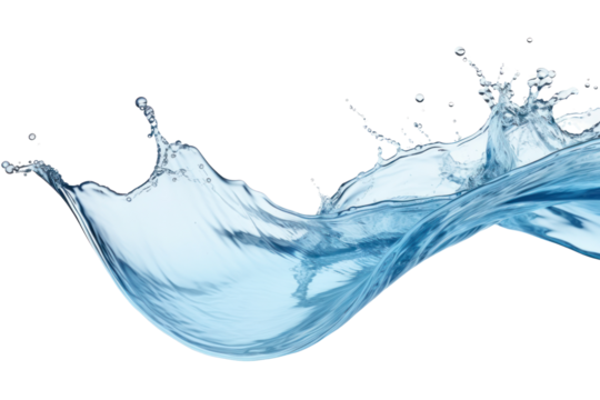 Pure fresh water splashing with crystal clear image isolated on white background.