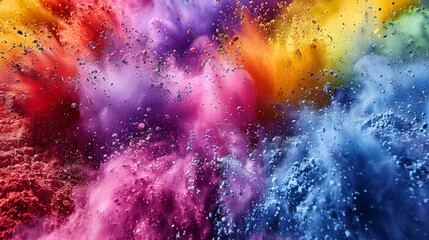 Fototapeta premium Vibrant Color Explosion During Holi Festival Celebration in A Bustling Outdoor Environment