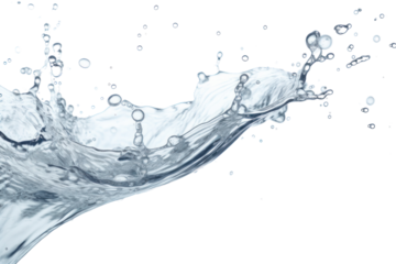 Fresh water splashing when a person jumps into a pool, isolated on white background.