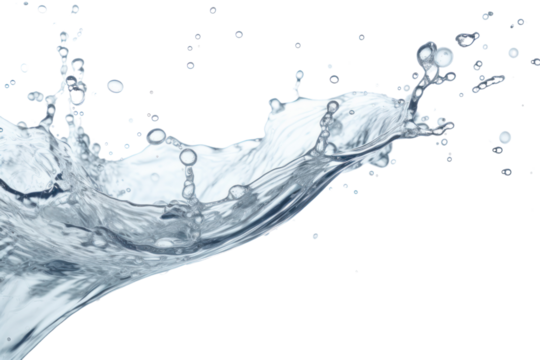 Fresh water splashing when a person jumps into a pool, isolated on white background.