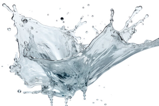 Fresh water splashing when a person jumps into a pool, isolated on white background.