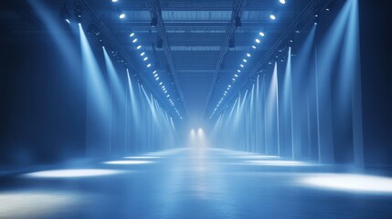 Spotlights Illuminate Empty Runway