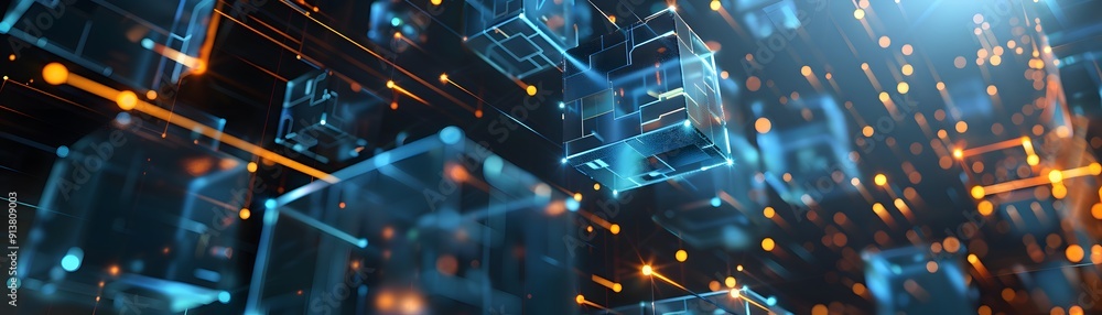 Poster abstract digital grid with glowing tech elements. modern futuristic tech background with transparent