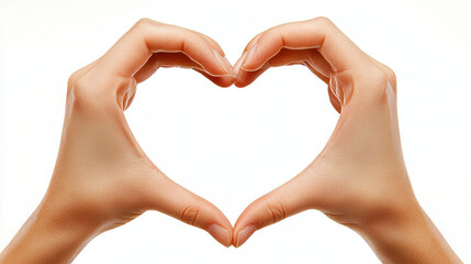 Fototapeta premium Heart-shaped hands symbolize care and love. It represents charity and patient support. The isolated white background makes the image easy to use and understand.