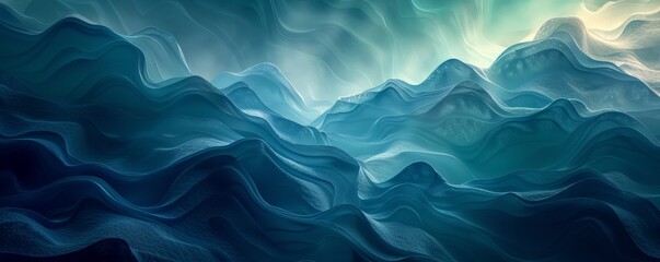 High-resolution abstract poster with vibrant flowing blue and green lines