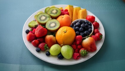 Fresh and delicious-looking fruits on a plate on the table. Really delicious.60